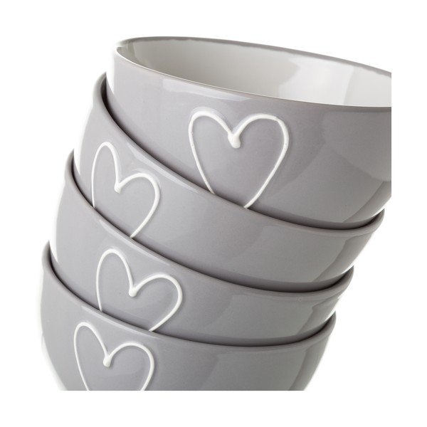 Bol din ceramică Unimasa Heart, 580 ml, gri-image-2