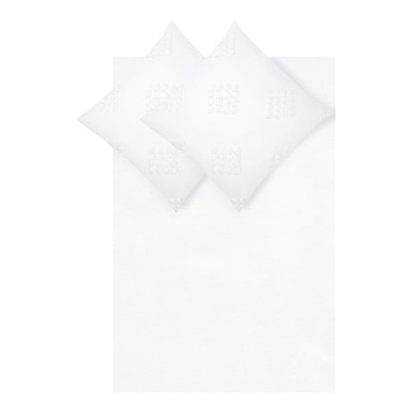 Lenjerie de pat din bumbac percale Westwing Collection Fia, 200 x 200 cm, alb
