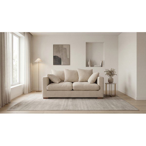 Canapea bej cu tapițerie din catifea reiată  175 cm Comfy – Scandic-image-4