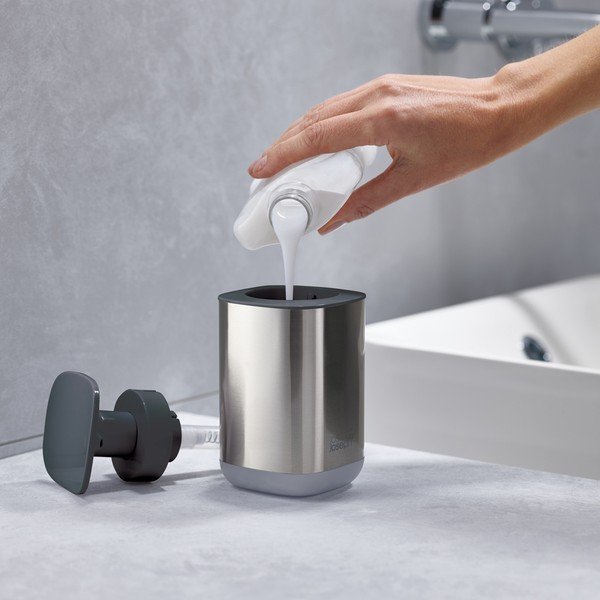 Dozator de săpun lichid argintiu lucios din oțel inoxidabil 250 ml Presto Steel – Joseph Joseph-image-4