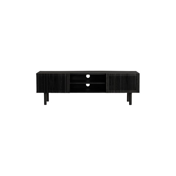 Comodă TV neagră cu aspect de lemn de frasin 160x50x43 cm Sion – Jotex-image-2
