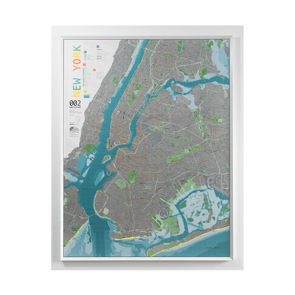 Hartă New York în husă transparentă The Future Mapping Company New York City, 130 x 100 cm