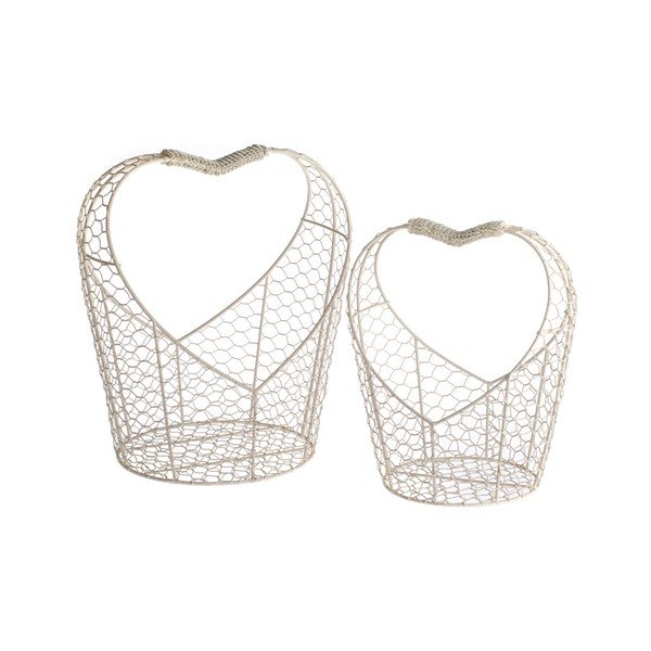 Set 2 coșuri din metal Dakls Easter Hearts