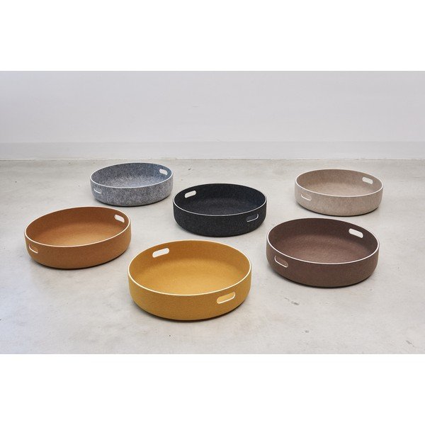 Coș de depozitare de depozitare din material textil ø 46x12 cm Cesto Black – MiaCara-image-1