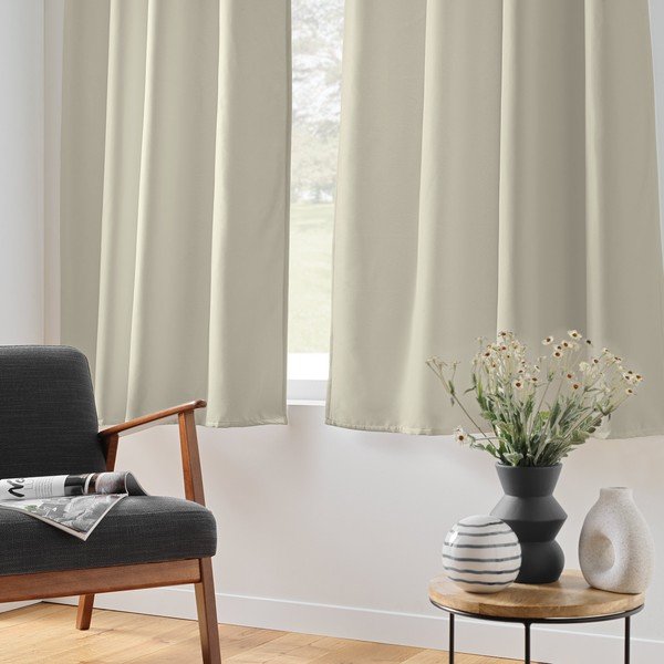 Draperie bej termoizolantă/dimout (semi-opacă) din microfibră 135x180 cm Micropolar – douceur d'intérieur-image-1