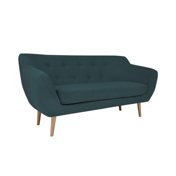 Canapea cu 2 locuri și picioare de culoare deschisă Mazzini Sofas Sicile, albastru închis-image-2