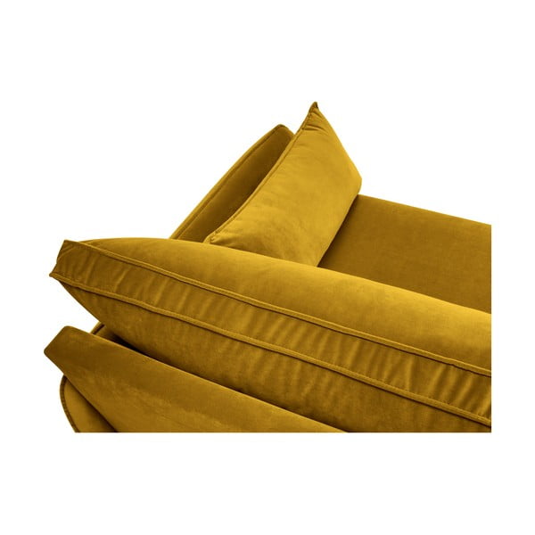 Canapea cu tapițerie din catifea Kooko Home Lento, 198 cm, galben-image-4