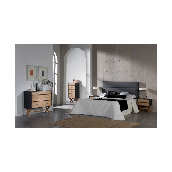 Comodă cu 4 sertare Marckeric Leidi, 49 x 109 cm, gri antracit-image-1