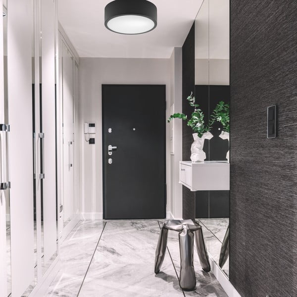 Plafonieră neagră cu abajur din sticlă - LAMKUR-image-1