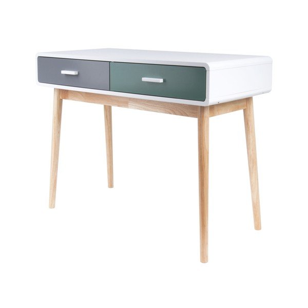 Masă tip consolă cu 2 sertare Leitmotiv Neat, verde - gri-image-1