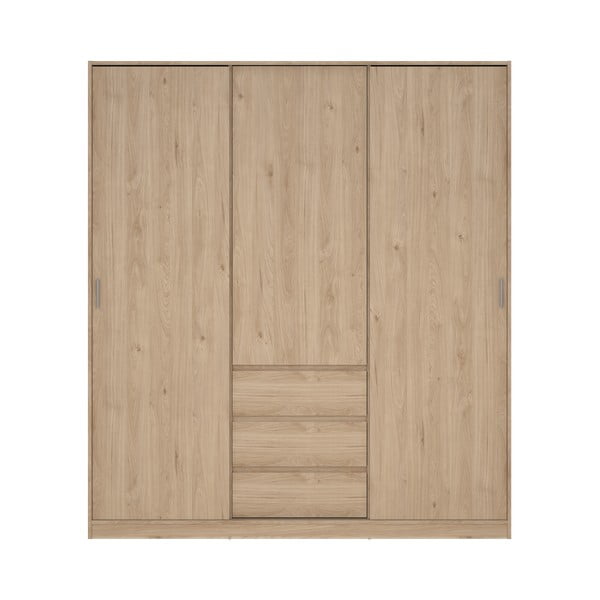 Șifonier în culoare naturală cu aspect de lemn de stejar cu ușă glisantă 177x200x60 cm Naia – Tvilum