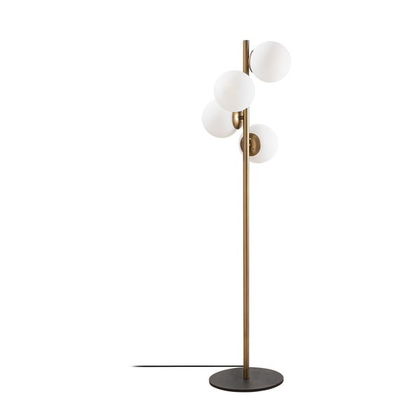 Lampadar negru/auriu cu abajur din sticlă (înălțime 130 cm) Faze – Opviq lights