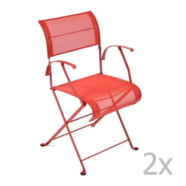 Set 2 scaune pliante cu mânere Fermob Dune, roșu deschis