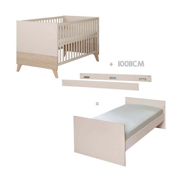 Pătuț bej cu înălțime reglabilă 70x140 cm Sidney – Roba-image-3