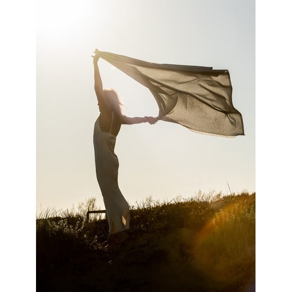 Pled din amestec de bumbac Euromant Summer Linen, 140 x 180 cm, bej-image-2