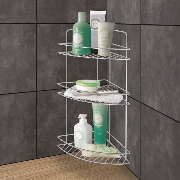 Raft pentru baie argintiu lucios din oțel Luxy – Metaltex-image-1