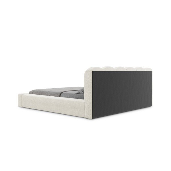 Pat matrimonial crem tapițat cu spațiu de depozitare cu somieră 180x200 cm Mano – Makamii-image-4