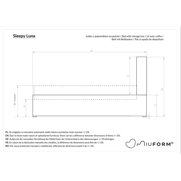 Pat bej de o persoană tapițat cu spațiu de depozitare și somieră 90x200 cm Sleepy Luna – Miuform-image-4