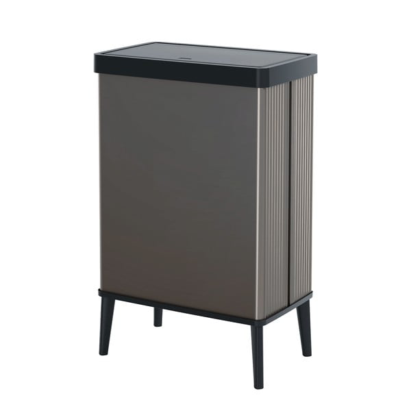 Coș de gunoi gri cu senzori de atingere din plastic reciclat 54 l Verto High – Curver