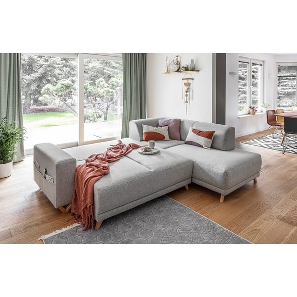 Colțar gri deschis extensibil/cu spațiu de depozitare (cu colț pe partea dreaptă/în formă de ”L”) Classy Sophie – Miuform-image-4