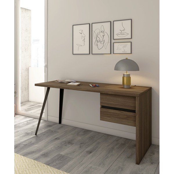 Birou cu aspect de lemn de nuc 69x136 cm Rio2 – Marckeric-image-1