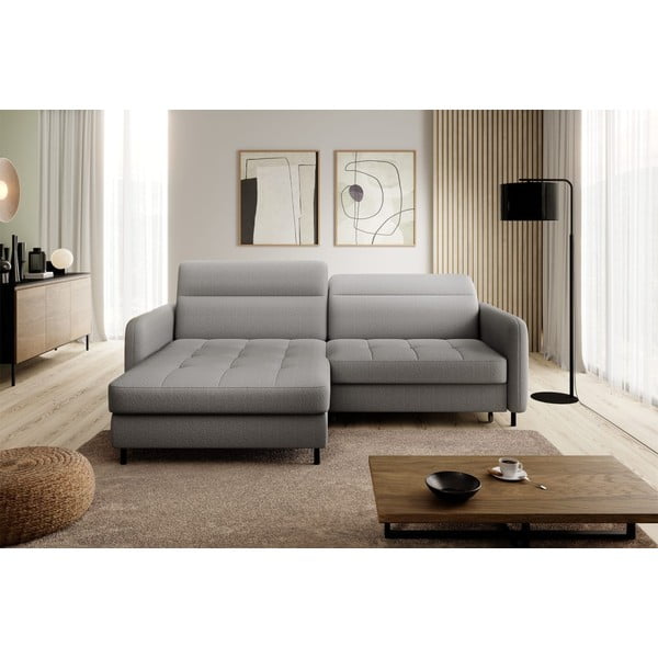 Colțar gri extensibil/cu spațiu de depozitare cu tapițerie din catifea (cu colț pe partea stângă/cu șezlong) Gomsi – ELTAP-image-3