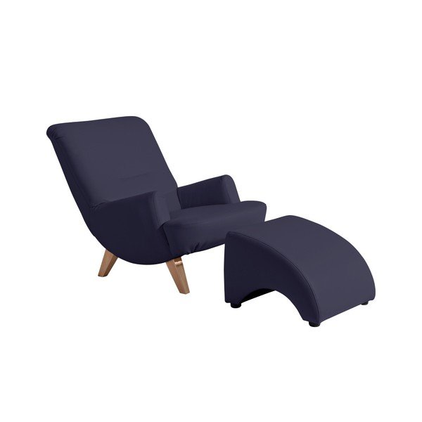 Taburet din imitație de piele Max Winzer Brandford, albastru închis-image-1