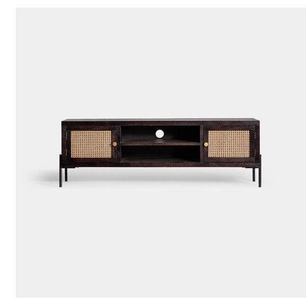 Comodă TV  din lemn de brad negru-natural 150x50 cm Kenia – Burkina