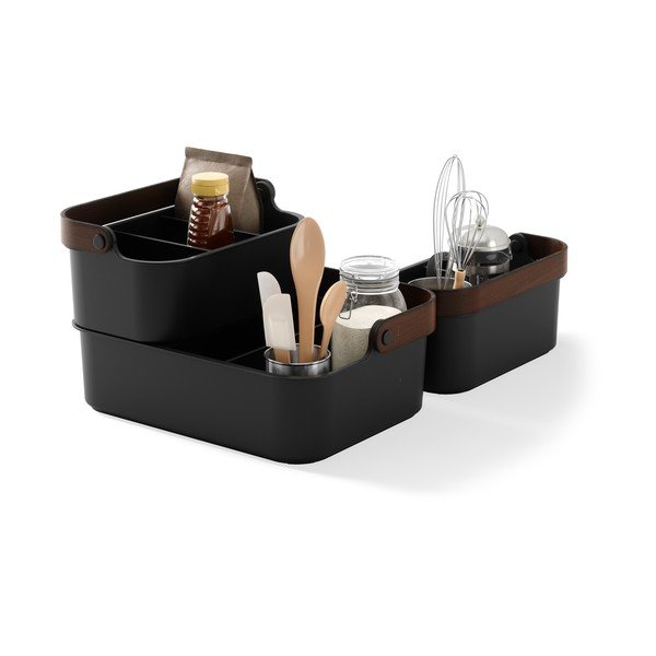 Organizator de baie negru din plastic reciclat Bellwood – Umbra