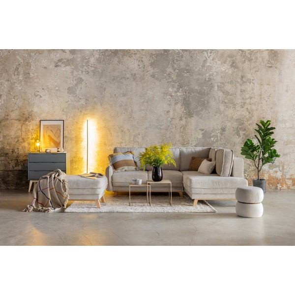 Colțar gri extensibil cu tapițerie din catifea reiată (cu colț pe partea dreaptă) Tori – Bonami Selection-image-1