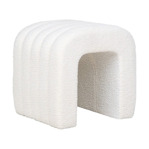 Taburet alb cu tapițerie din țesătură bouclé Colma – House Nordic