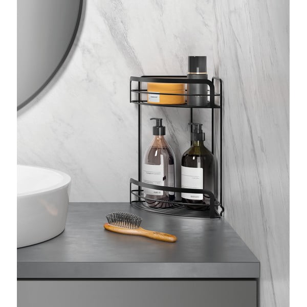 Raft de colț cu 2 etaje pentru baie Metaltex Origin Lava, negru-image-2