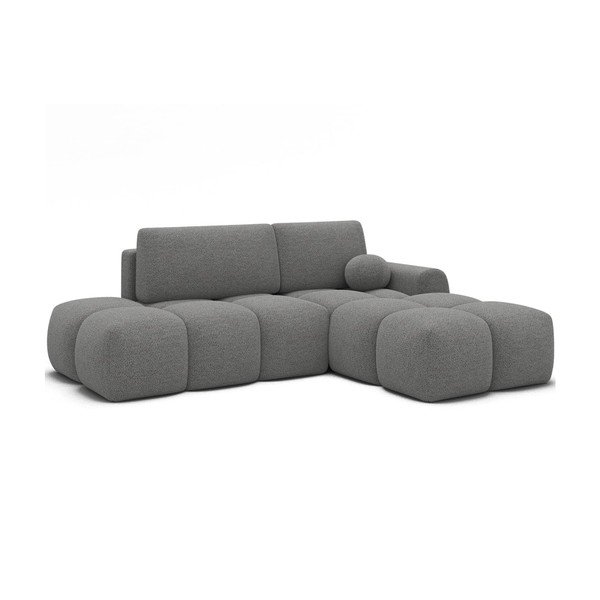 Colțar gri extensibil/cu spațiu de depozitare cu tapițerie din țesătură bouclé (cu colț pe partea dreaptă/cu șezlong) Vittario – ELTAP