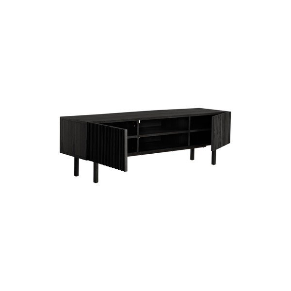 Comodă TV neagră cu aspect de lemn de frasin 160x50x43 cm Sion – Jotex-image-4