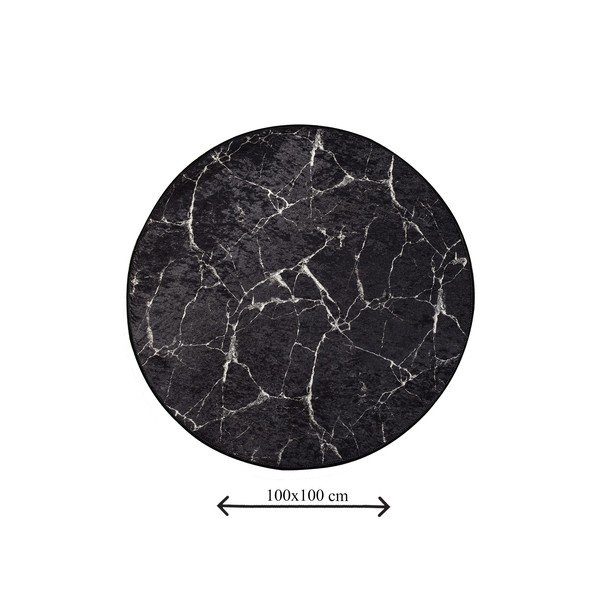 Covoraș de baie negru ø 100 cm Marble – Foutastic-image-3