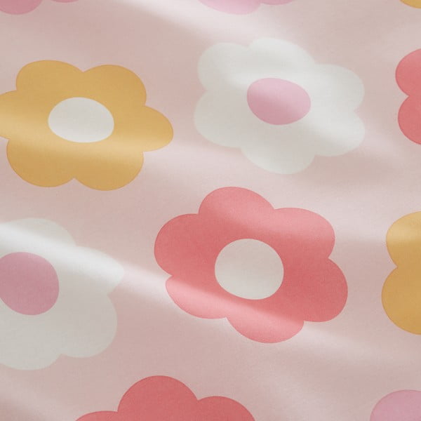 Cearceaf pentru copii roz pentru pat de o persoană cu elastic 90x190 cm Retro Daisy – Catherine Lansfield-image-2