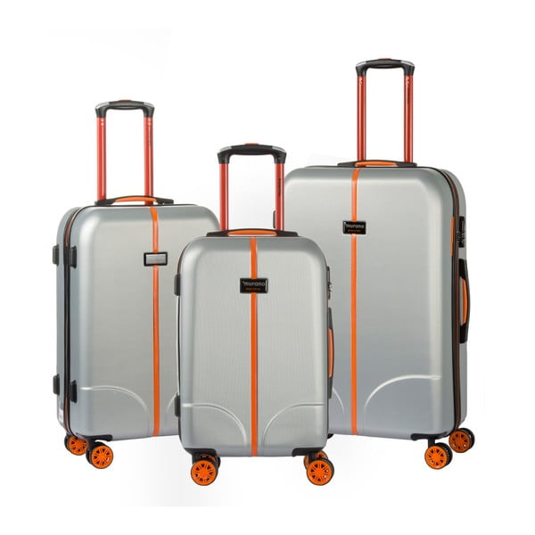 Set 3 valize cu roți Murano Greece, alb