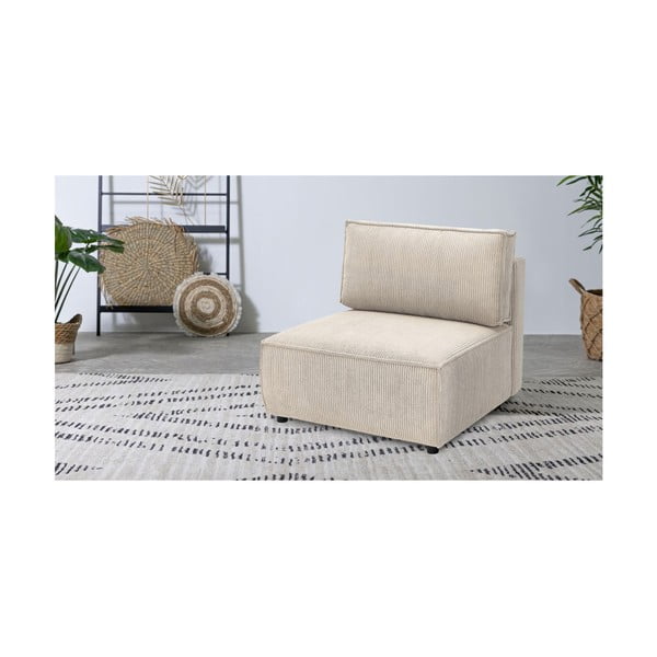 Modul pentru canapea crem cu tapițerie din catifea reiată  (de mijloc) Nihad modular – Bobochic Paris-image-1