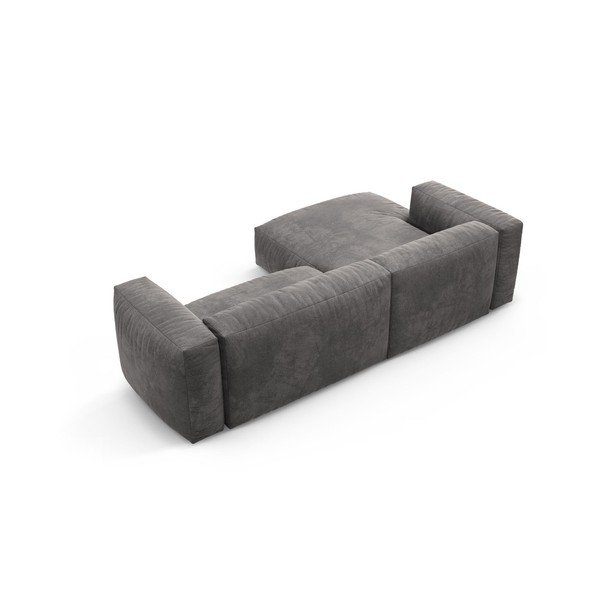 Colțar modular gri extensibil cu tapițerie din catifea (cu colț pe partea stângă/cu șezlong) – Micadoni -image-4