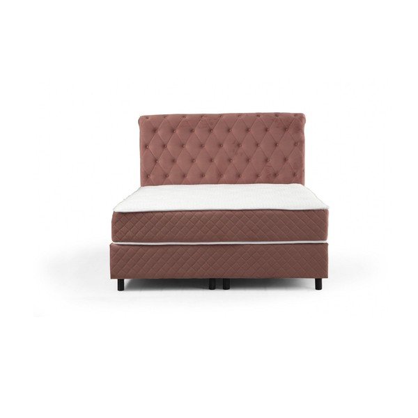 Pat boxspring roz cu spațiu de depozitare 140x200 cm Sonata – Kalune Design-image-2