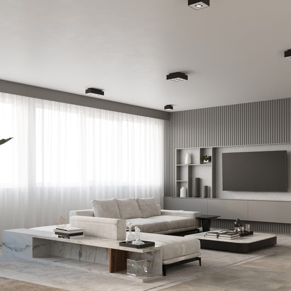 Plafonieră neagră cu abajur din metal 24x24 cm Hydra – Sollux-image-2