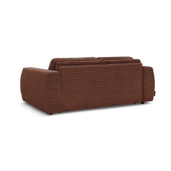 Canapea portocalie pentru dormitul zilnic/extensibilă cu tapițerie din catifea reiată  240 cm Hugo – Bobochic Paris-image-4