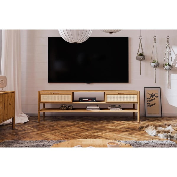 Masă TV din lemn de stejar 204x64 cm Pola - The Beds-image-1