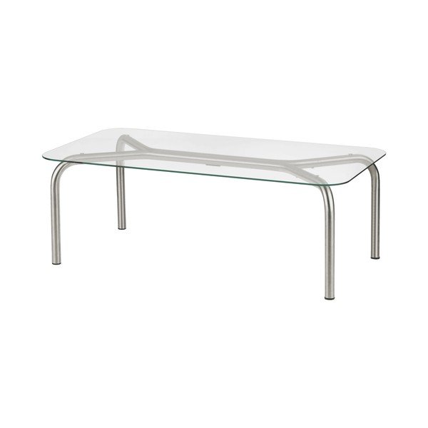 Măsuță de cafea argintie cu blat din sticlă 60x110 cm Uku – noo.ma