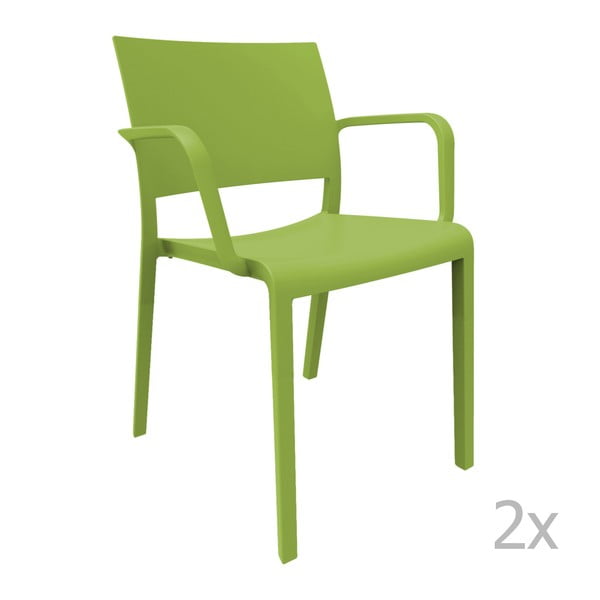 Set 2 scaune grădină, cu cotiere, Resol Fiona, verde