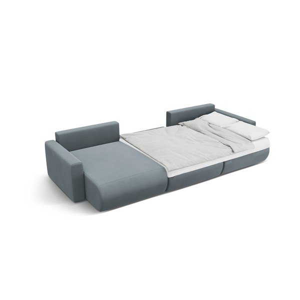 Colțar albastru prăfuit extensibil, cu spațiu de depozitare cu tapițerie din catifea (în formă de "U") Belfast – Cosmopolitan Design-image-4