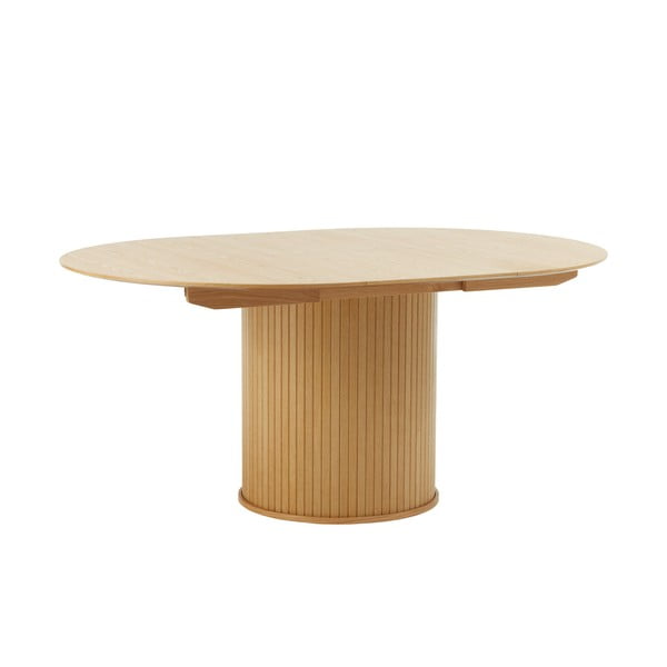Masă de dining rotundă extensibilă cu aspect de lemn de stejar ø 120 cm Nola – Unique Furniture-image-2