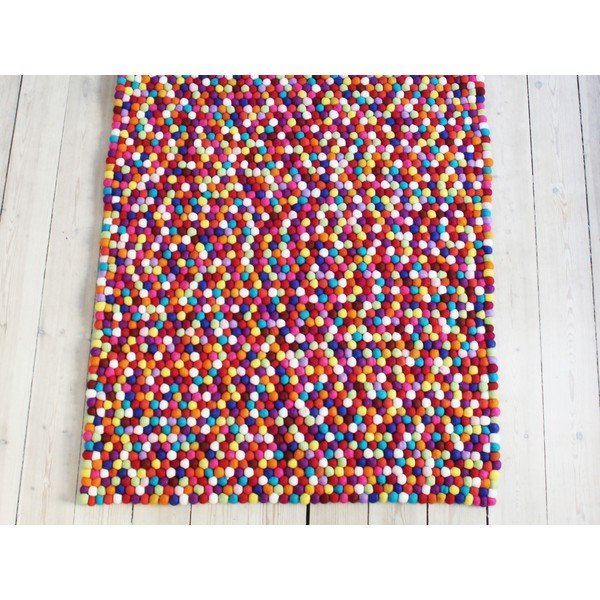 Covor cu bile din lână Wooldot Ball Rugs, 100 x 150 cm, roșu închis-image-1