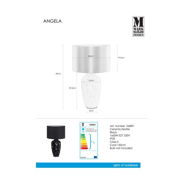 Veioză Markslöjd Ben, negru, ø 26 cm-image-2