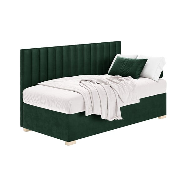 Pat pentru copii  verde închis cu spațiu de depozitare cu saltea 90x200 cm Chill – Ghado-image-3